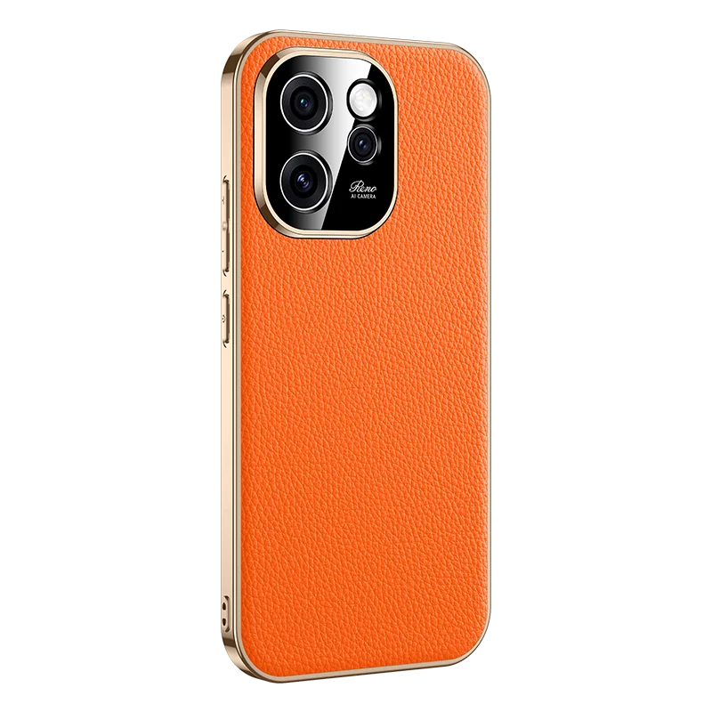 Premium Echtleder+PC galvanisierte Rückabdeckung für OPPO Reno15 Pro Reno15 Pro Max Kameraschutz stoßfeste Handyhülle.