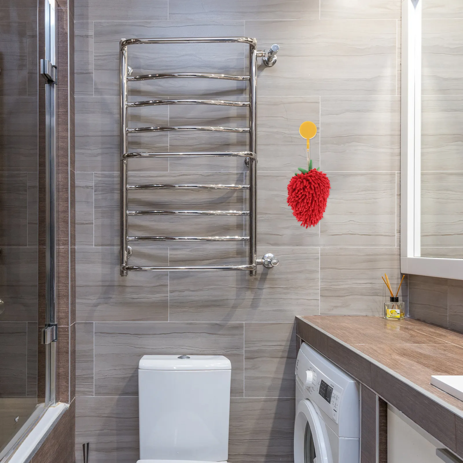 Strawberry Chenille Hand Towel Ball Bathroom Kitchen Hanging Loop Quick Drying Decorative Hand Drying Dishcloth