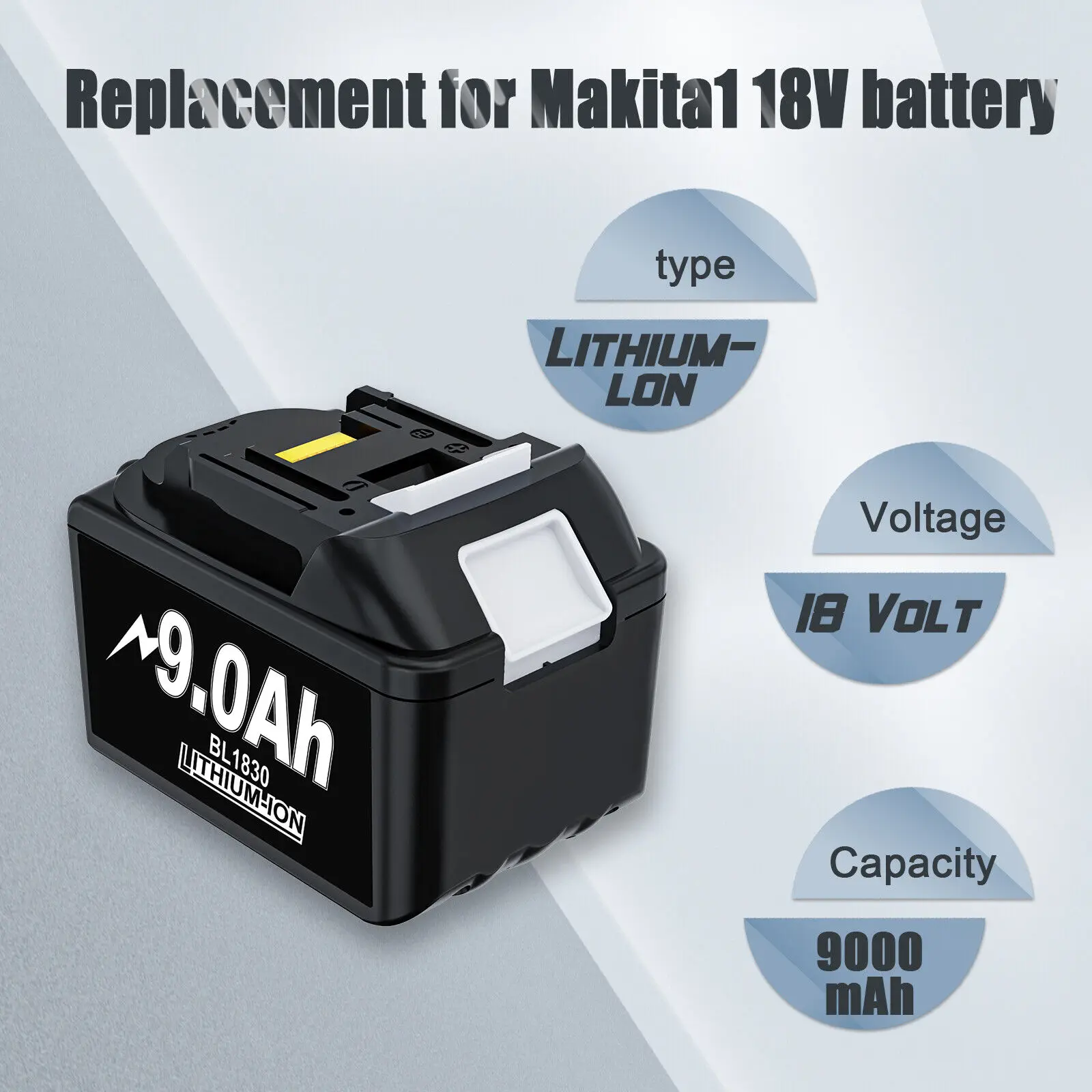 18V 9000mAh Ersatzakku Kompatibel mit Makita BL1830B BL1840B BL1860 BL1890 BL1815 BL1830 LXT400 Akku-Bohrschraubern – Detail 3