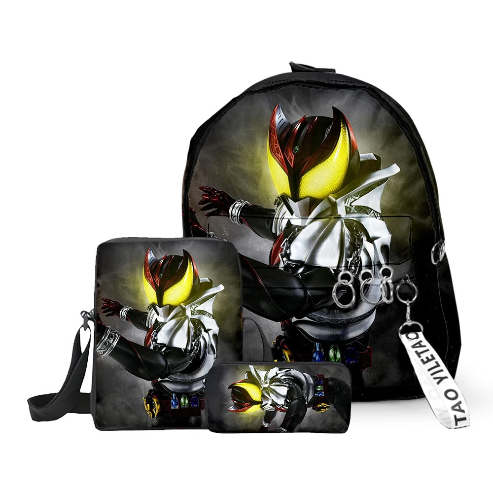 Hip Hop Youthful Kamen Rider 3D Print 3pcs/Set Children Pupil Travel bags Key Chain Small Backpack Shoulder Bag Pencil Case