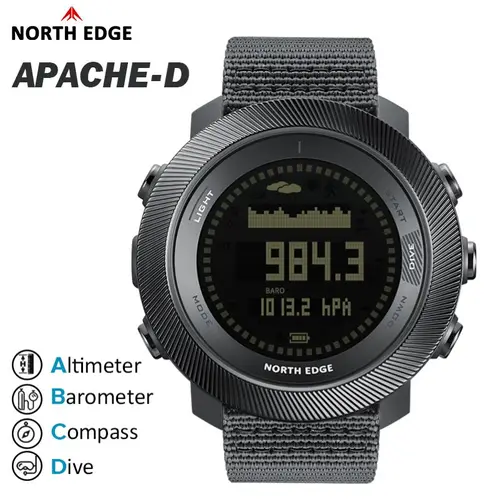 Imagen 2 del producto NORTH EDGE 2025 APACHE-D reloj inteligente reloj de buceo gratis reloj Digital deportivo altímetro barómetro brújula hora mundial impermeable 100M