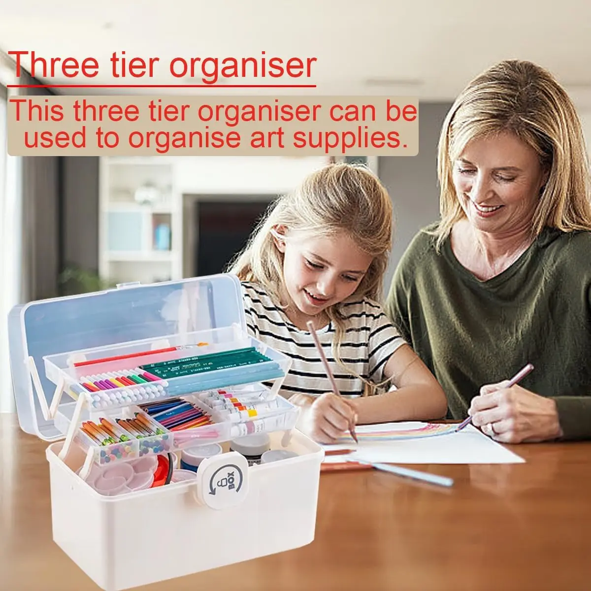 irst Aid Box, 3-Tier First Aid Box Empty,  Accessory Storage Box with Handle, Craft Box for Storing Accessory First Aid