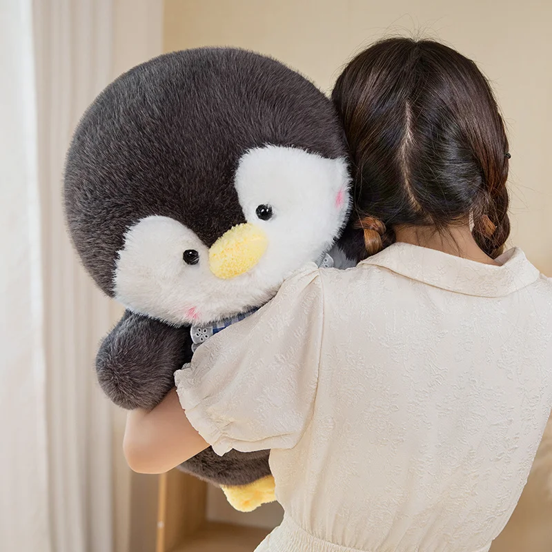 Super Soft Fluffy Hair Grey Penguin Plushies Stuffed Cuddly Polar Sea Animals Dolls Cute Kids Toys for Kids Girls Birthday Gifts