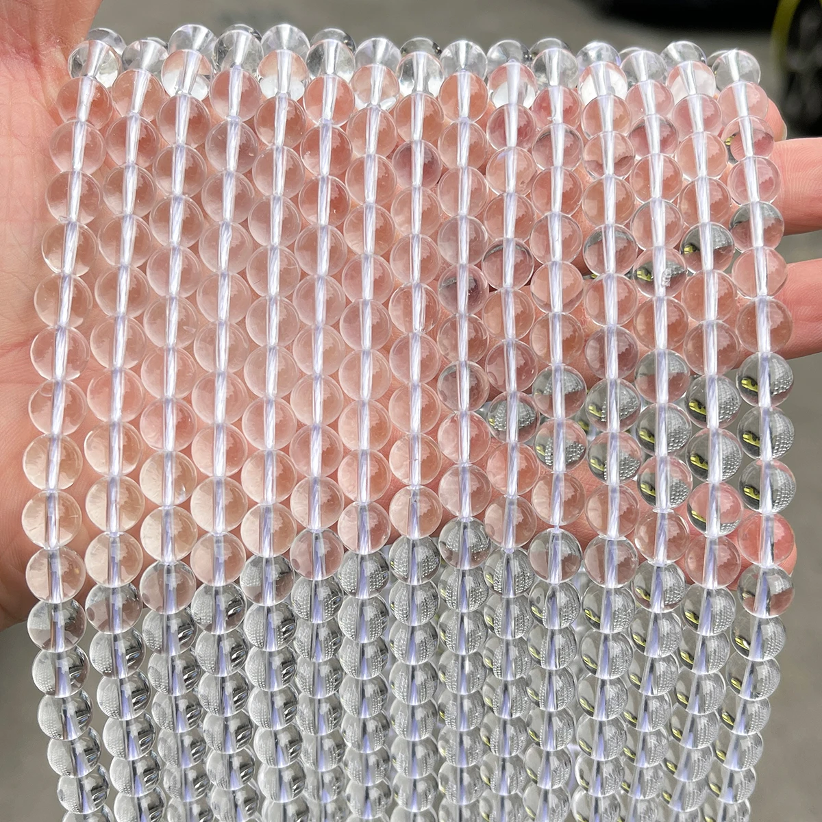 Naturstein-Quarzperlen, runde lose Abstandsperlen, weiße Kristallperlen für die Schmuckherstellung, DIY-Armband- und Halskettenzubehör – Detail 6
