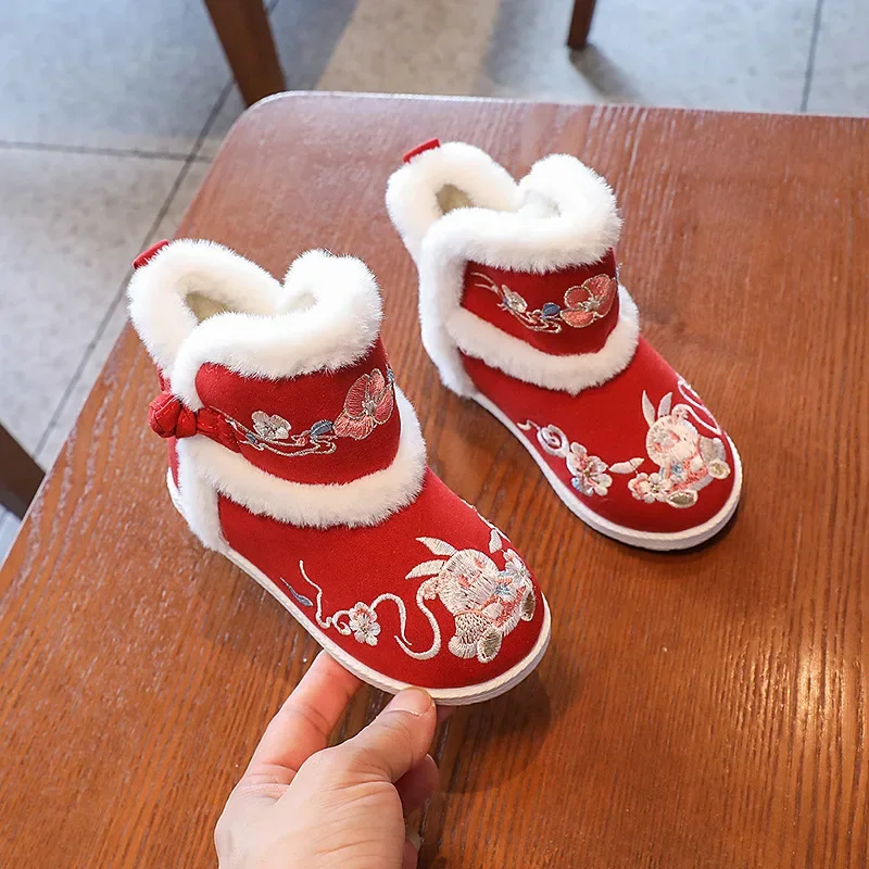 

CY330 Embroidered Cotton Shoes for Women 2024 Winter New Thickening for Warmth Boots Female