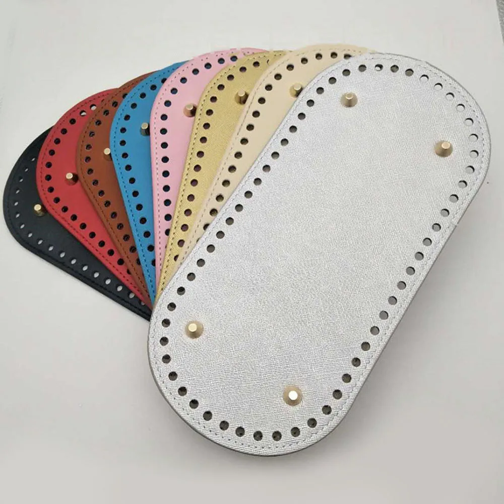 25*12cm Oval Bag Bottom For Knitted Bag PU Leather Wear-Resistant Accessories Handmade Bottom For DIY Knitting Bag Bottom Base