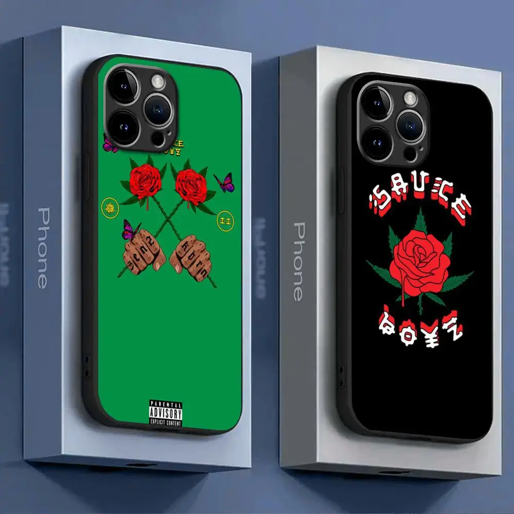 Eladio Carrion Sauce Boyz Rose  Phone Case For iPhone 15 14 13 12 11 X XR XS XSMAX 8 7 Plus Mini Pro Max Soft Black Phone Cover