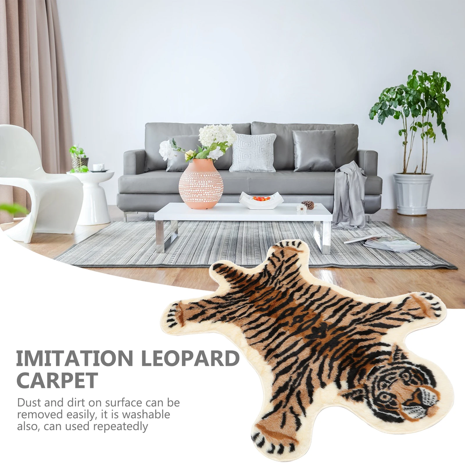 

Soft Short Carpet Imitation Floor Rug Washable Non Slip Mat Large Size For Living Room Play Area Easy Clean