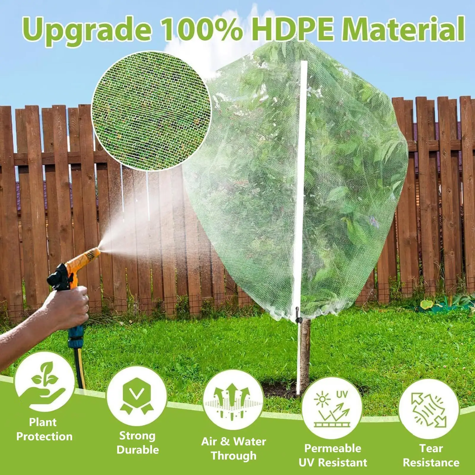 

Bird Netting For Fruit Trees Plant Cover With Drawstring UV-resistant Weatherproof Tree Netting With Zipper And Drawstring For