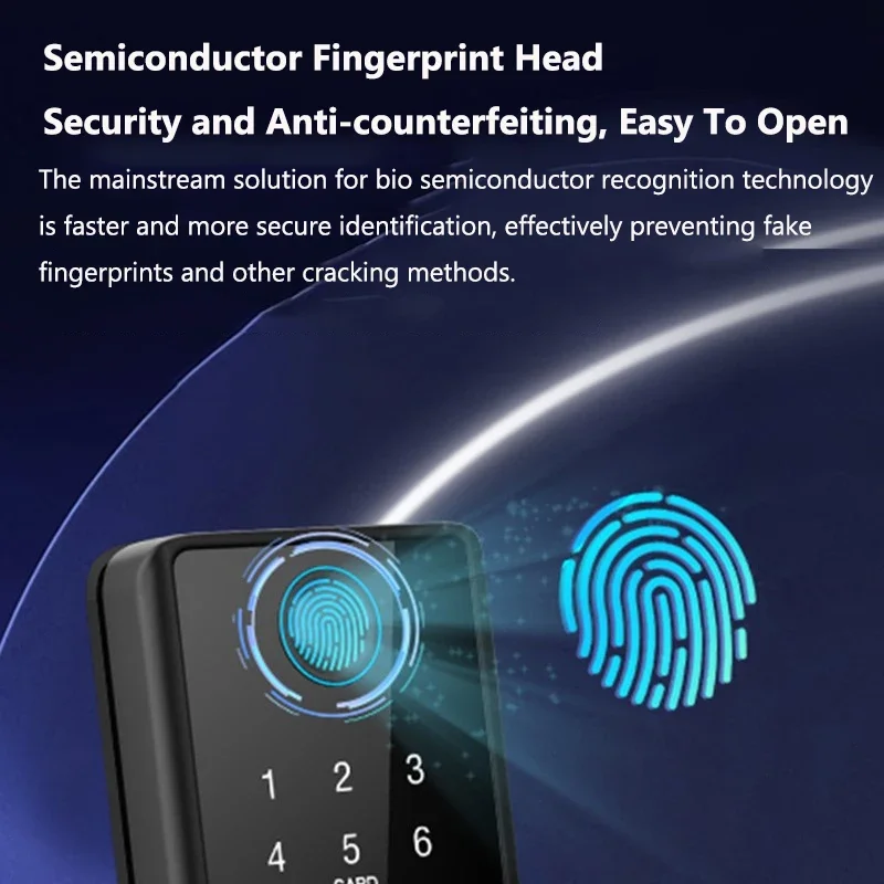 قفل ديدبولت ذكي ببصمة الإصبع مع مزلاج/مستشعر الباب TT قفل التطبيق كلمة المرور/البطاقة/مفتاح فتح قفل الباب الخشبي الكهربائي تويا