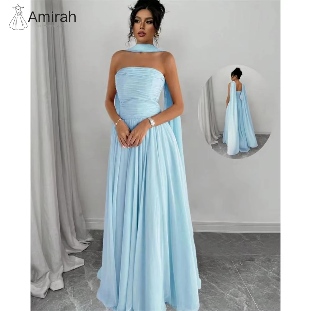 

Amirah Атласное вечернее платье трапециевидной формы с открытыми плечами, женские элегантные платья для особых мероприятий, платье для выпускного вечера, бальные платья с лентой на заказ
