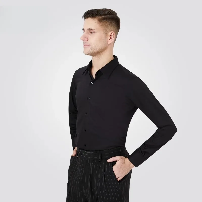 Chemise tissée personnalisée pour hommes, chemise formelle d'affaires pour salle de bal, pratique de la danse moderne, uniforme de danse latine pour hommes