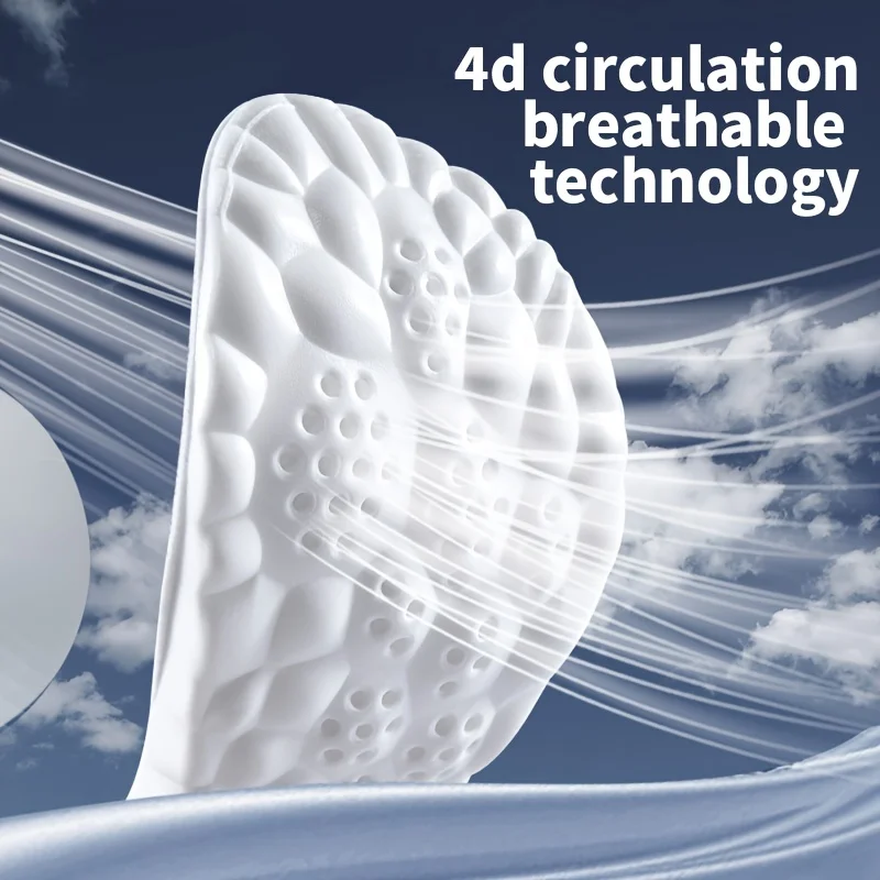 1 Pair Comfort 4D Cloud Sport Insoles - High-Elasticity, Soft Breathable Shoe Inserts, Superior Shock Absorption for Athletic image 4