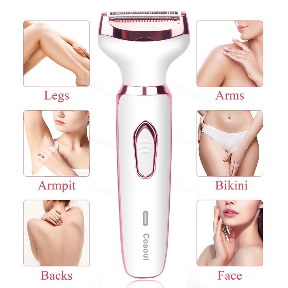 Rasoir électrique pour femme, tondeuse à cheveux pour le visage, la barbe, la moustache, les aisselles, le bikini, la jambe, le rasoir portable indolore 4 en 1 rechargeable sans fil pour le corps