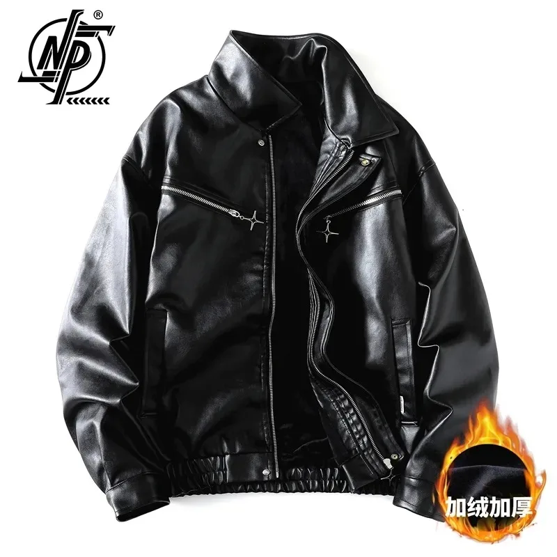 

American Vintage Leather Jackets Men Women Winter Thick Oversize Bomber Jacket Racing Car Korean Fashion Outerwear Coats