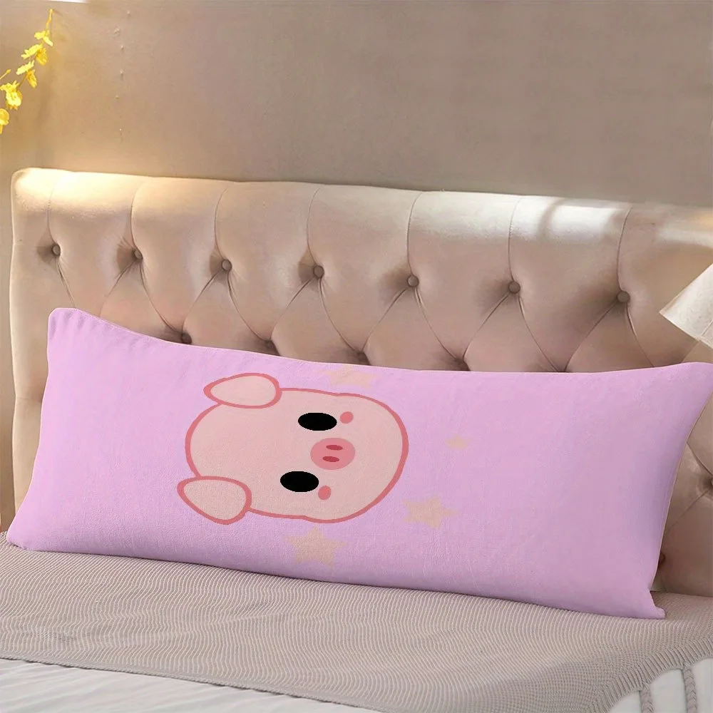 A Lavender Pig-Themed Long Pillowcase - Does Not Include Pillow Insert, Measuring 20*54 Inches / 50×137 Cm - Features a Cute Abs