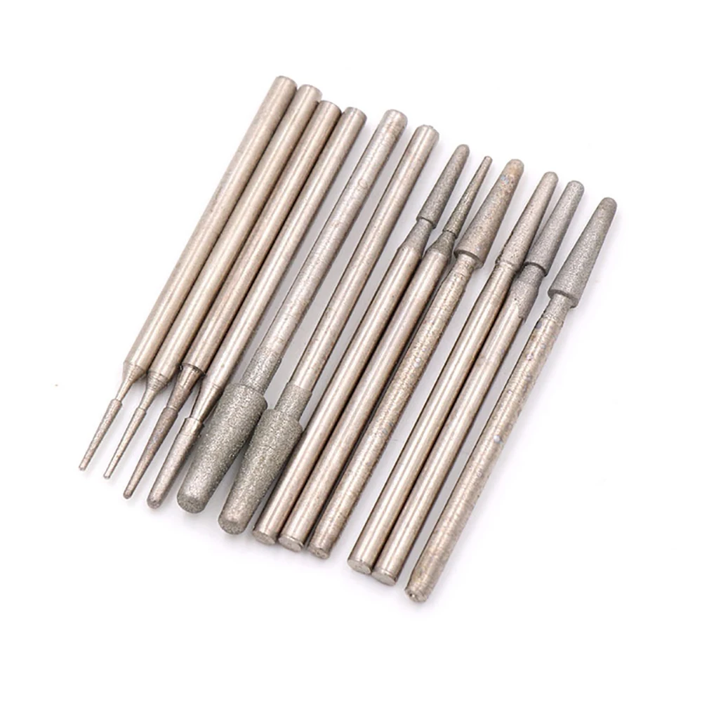 

5pcs Grit 600/1200 Diamond Grinding Head 1-4mm Rotary Drill Bits Burrs Metal Stone Jade Engraving Carving Tools 2.35mm B Needle
