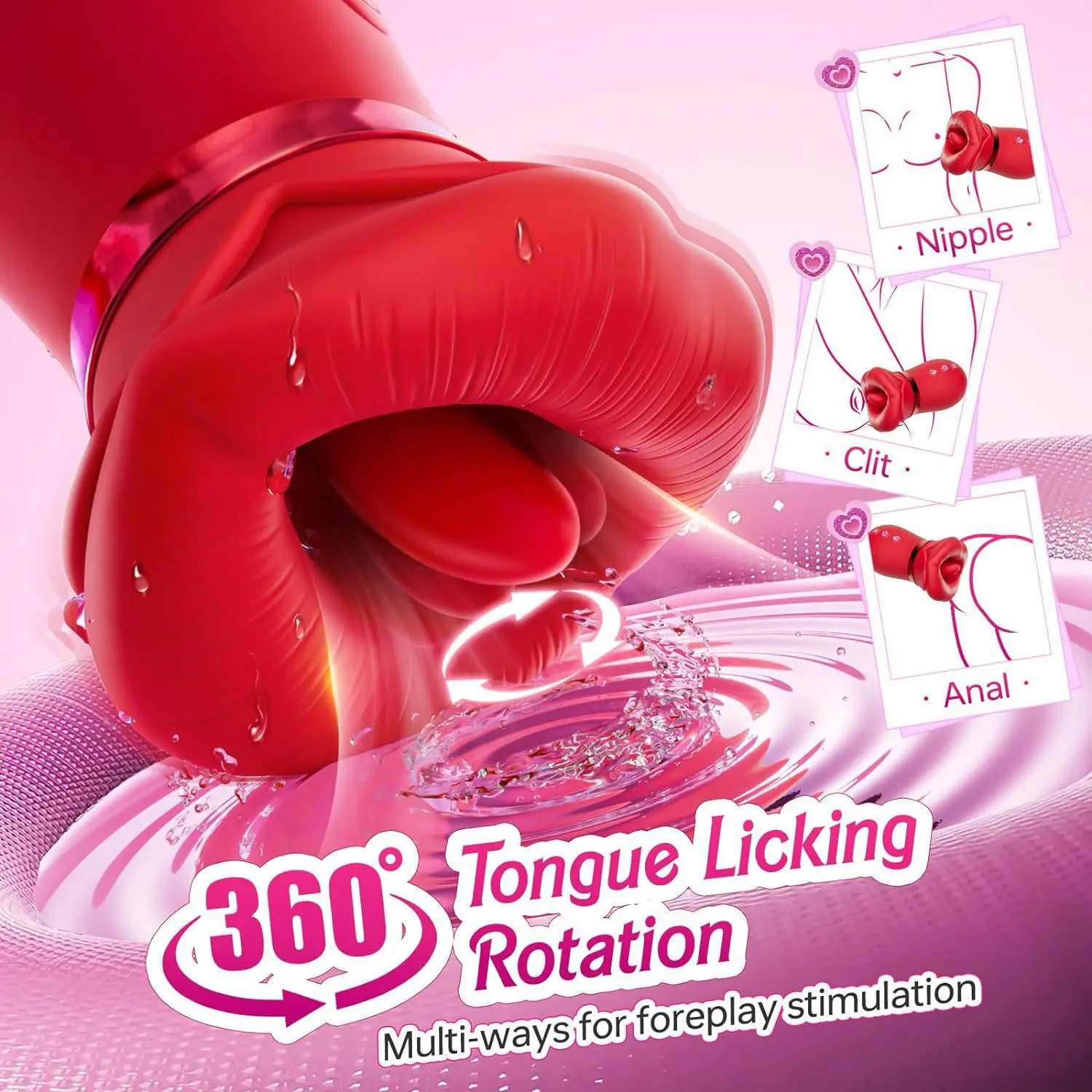 Língua e Clitóris Estimulação Sex Toy, Língua, Cunnilingus, Sucção mamilo, Lambendo Anal, Rosa Vibrador, Bocal