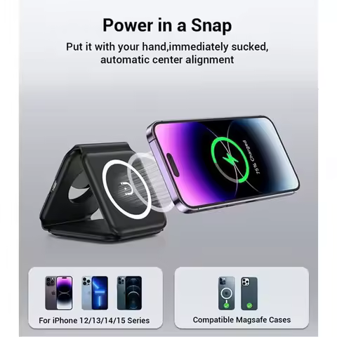 3 in 1 Magnetic Wireless Charger Pad for iPhone 16 15 14 13 Pro Max Apple Watch 9 8 AirPods Chargers Fast Charging Dock Station thumbnail 2