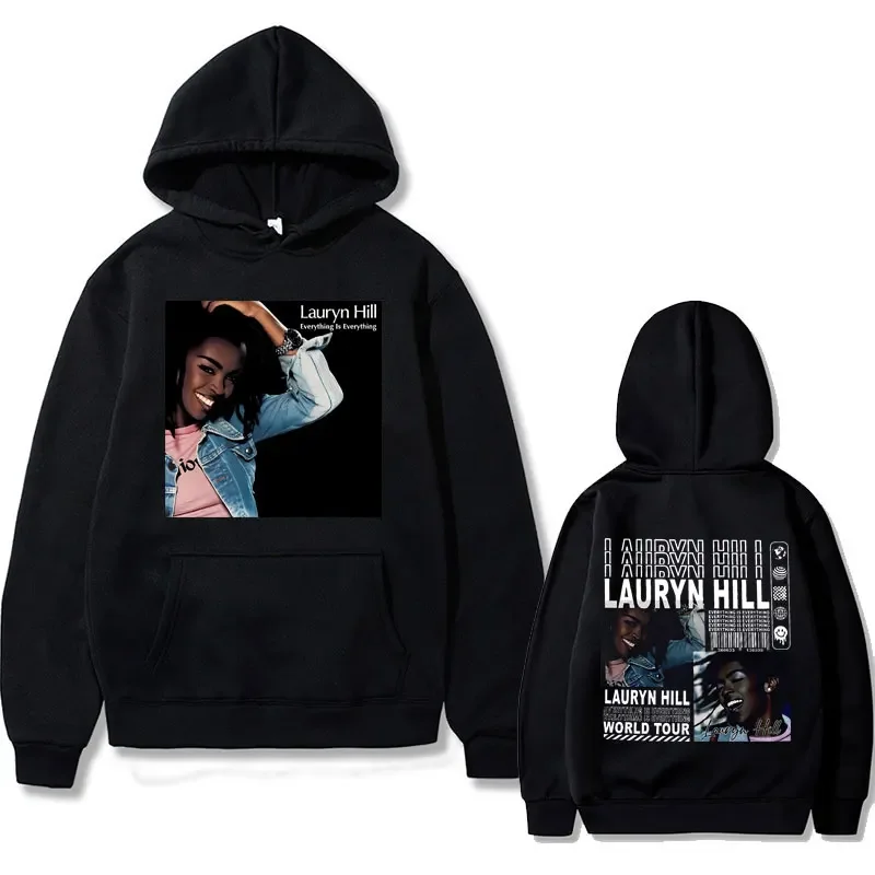 90s Classic Vintage Lauryn Hill Everything Is Everything World Tour Music Album Graphic Hoodie Men Women's Hip Hop Black Hoodies