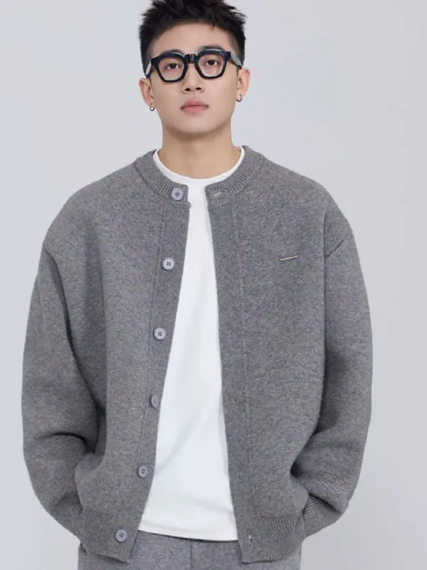 

ay round Ne Knitted Open Cardigan Loose Men's Sweater Korean Sle Casual Faion Polyester Fiber Long Sve Boys' Clothes