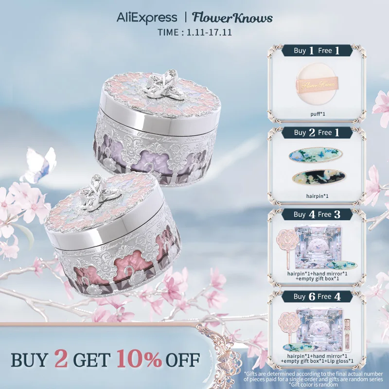 

Flower Knows Swan Ballet Series Music box Loose Setting Powder