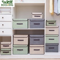 Non-Woven Fabric Storage Box Dormitory Dustproof Bins Cosmetics Bin with Lids Folding Large Capacity Clothing Underwear Boxes