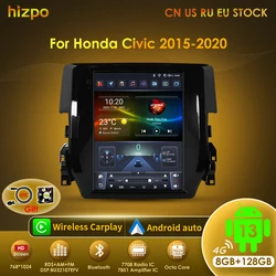 Hizpo Android 13 Car Radio Multimeda For Honda Civic 2015 - 2020 Auto Carplay Stereo Audio GPS Navigation 2 din for Tesla Style
