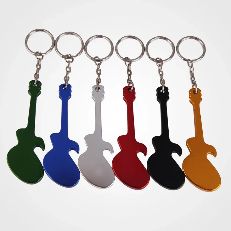 1Pcs Multifunction Creative Outdoor EDC Guitar Shaped Beer Opener Aluminum Alloy Bottle Opener Keychains Handy