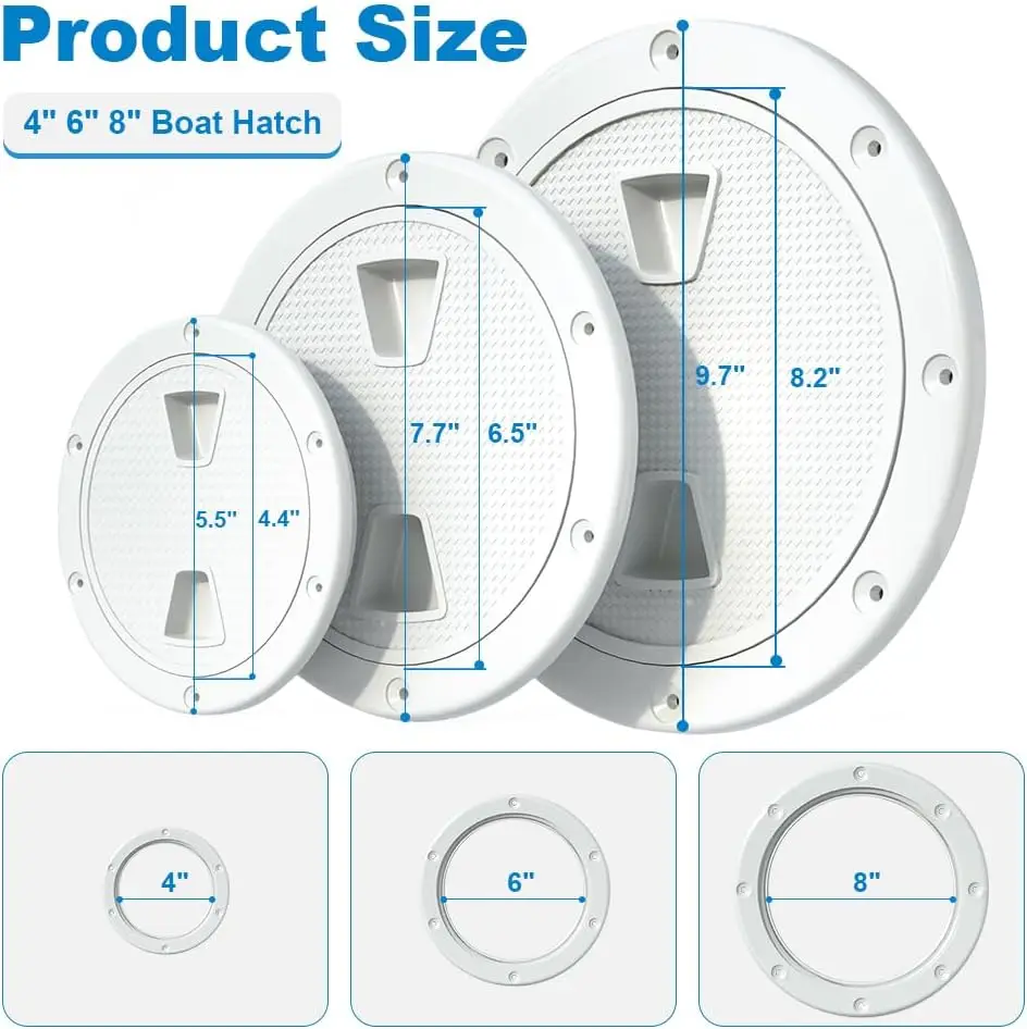 4 6 8 inch ABS Round Deck Inspection Access Hatch Cover Plastic White Boat Deck Inspection Plate For Boat Yacht Marine