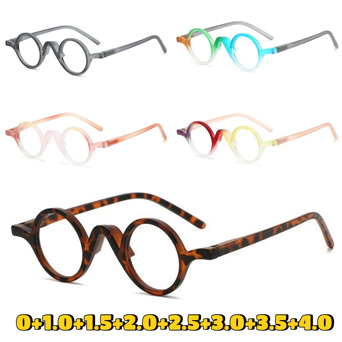 

Men's and Women's Fashionable Unique Round-Frame Blue Light-Blocking Reading Glasses New High-Definition Presbyopia Glasses +4.0