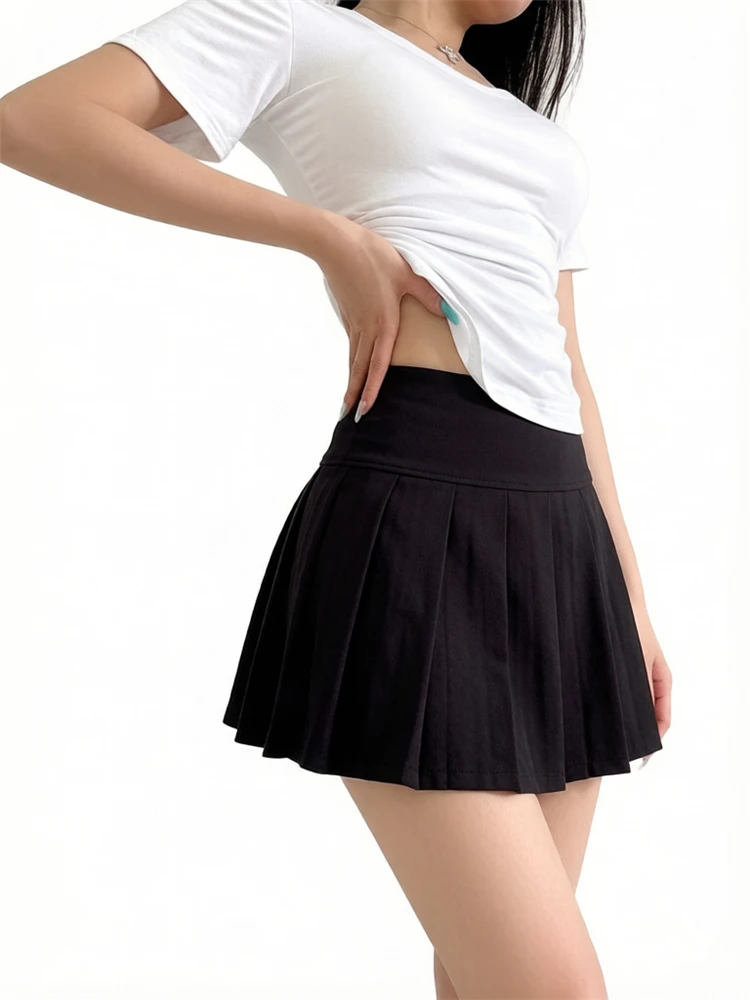 Sweet Korean Pleated Mini Skirt for Women High Waist A-Line Skater Skirt Y2K Campus Style Sexy Kawaii School Uniform Outfit Look