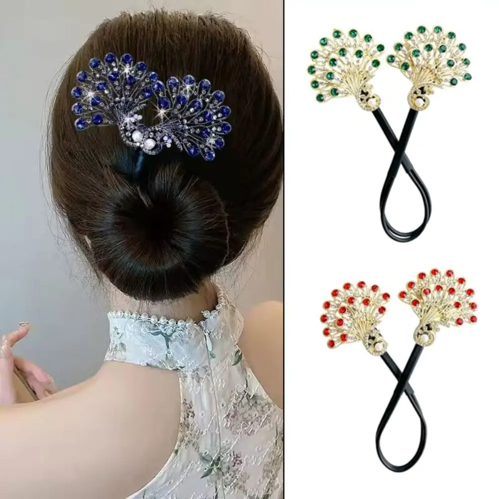 

Elegant Peacock Shape Hair Bun Maker Twist Easy Fast Snap Headwear Hairstyle Twist Roll Hair Tool Hair Twister Women