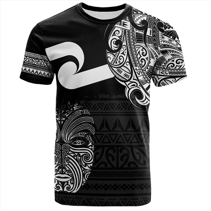 

Fashionable 3D New Zealand Maori Tribe Pattern Printed Men's T-shirt New Zealand Waitangi Day Pattern T-shirt Clothes T-shirt