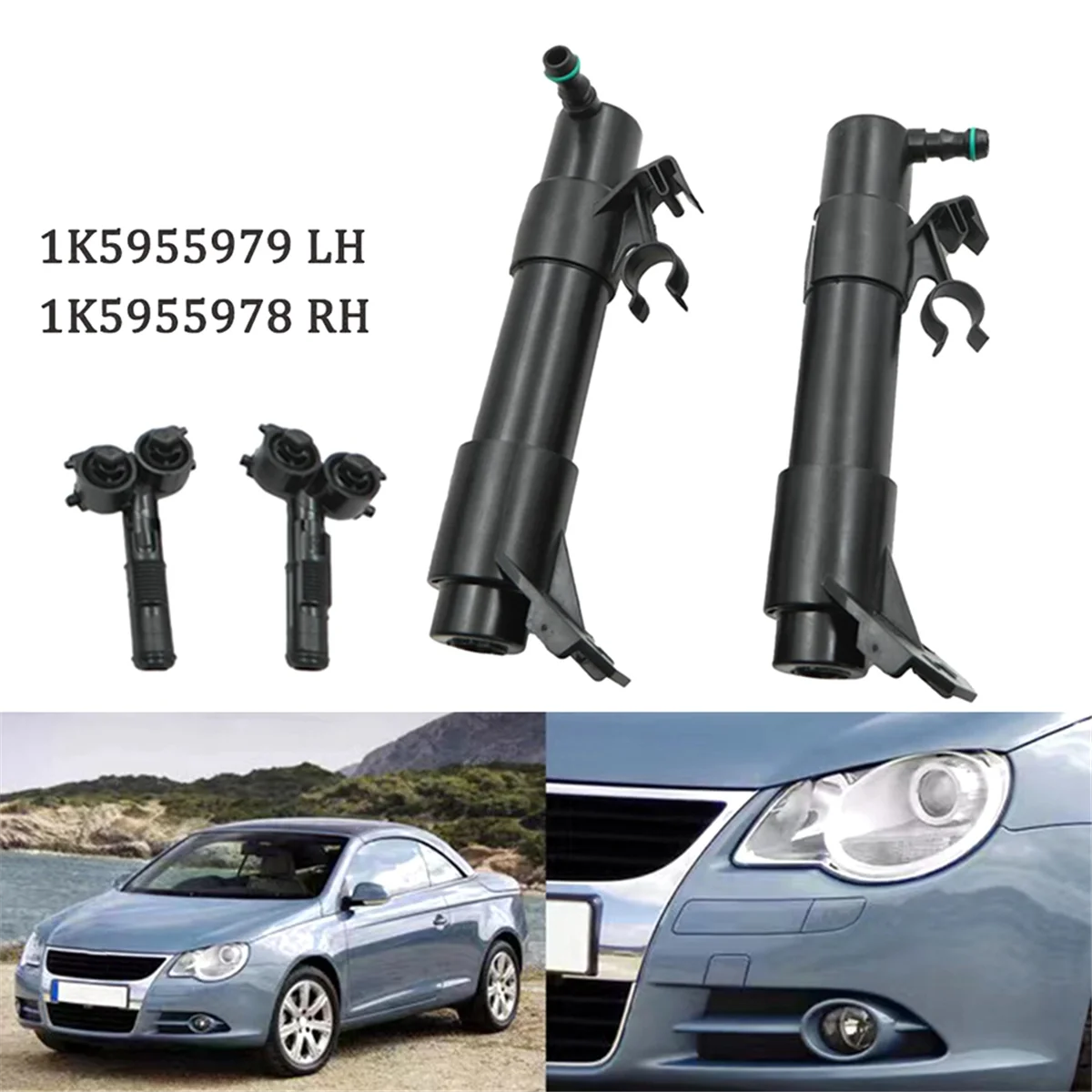 Front Bumper Headlight Washer Nozzle for VW EOS Golf 5 MK5 Jetta Head Light Lamp Cleaning Water Spray Jet Pump