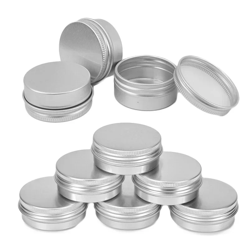 50/100pcs 20g 30g 50g 60g 80g 100g  Aluminum Candle Jars Metal Tin Cans Lip Balm Containers Makeup Organizer Travel Accessories