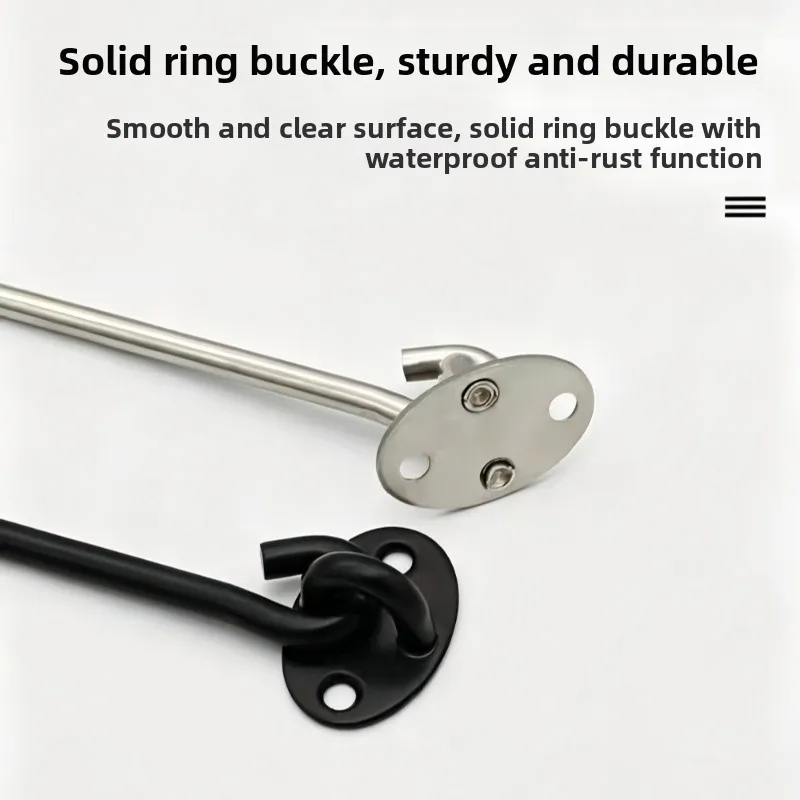 Stainless steel wind hook, old door and window wind hook, simple window lock, thickened latch, black 304 accessories