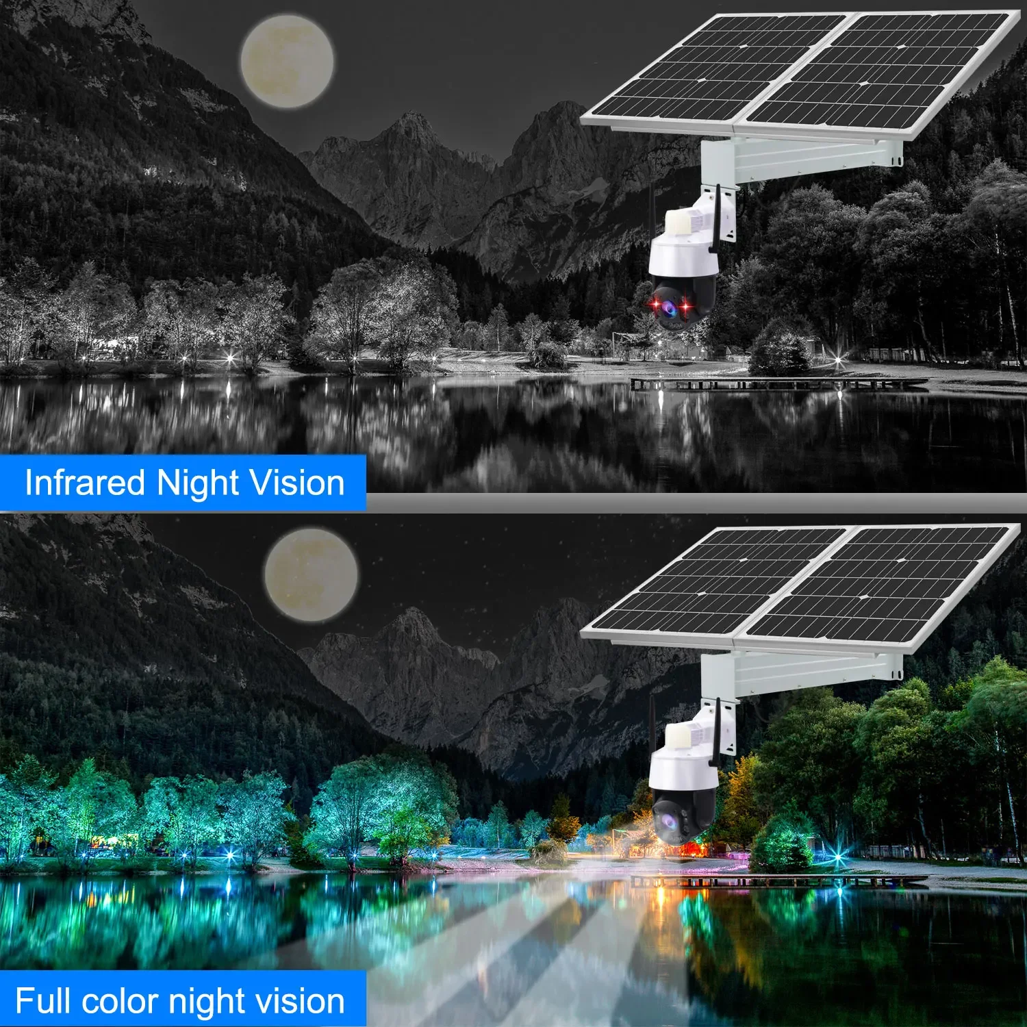 Auto Human Tracking GSM Alarm 4K 30X WIFI 5MP Outdoor Solar Powered Battery PTZ Solar Camera 4g Sim Card