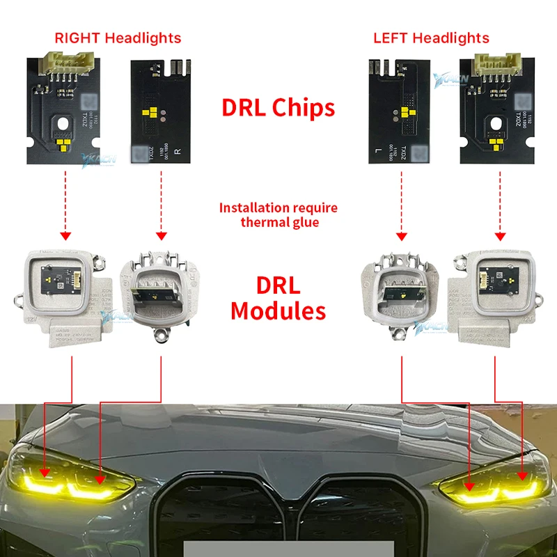 أصفر أحمر عيون الملاك DRL LED وحدة المجلس ل 21- 23 BMW M3 G80 G81 M4 G82 G83 4 سلسلة G22 G23 G26 النهار تشغيل رقاقة خفيفة
