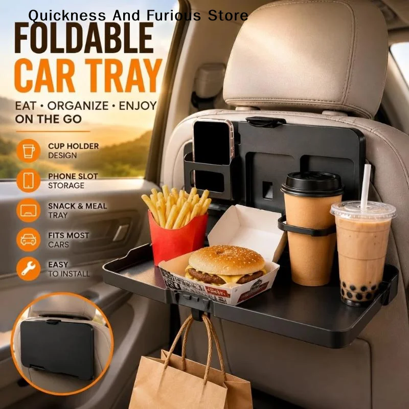Car Back Seat Tray Auto Dining Folding Table Car Back Seat Food Tray Drink Cup Cell Phone Holder Shelf Car Interior Accessories