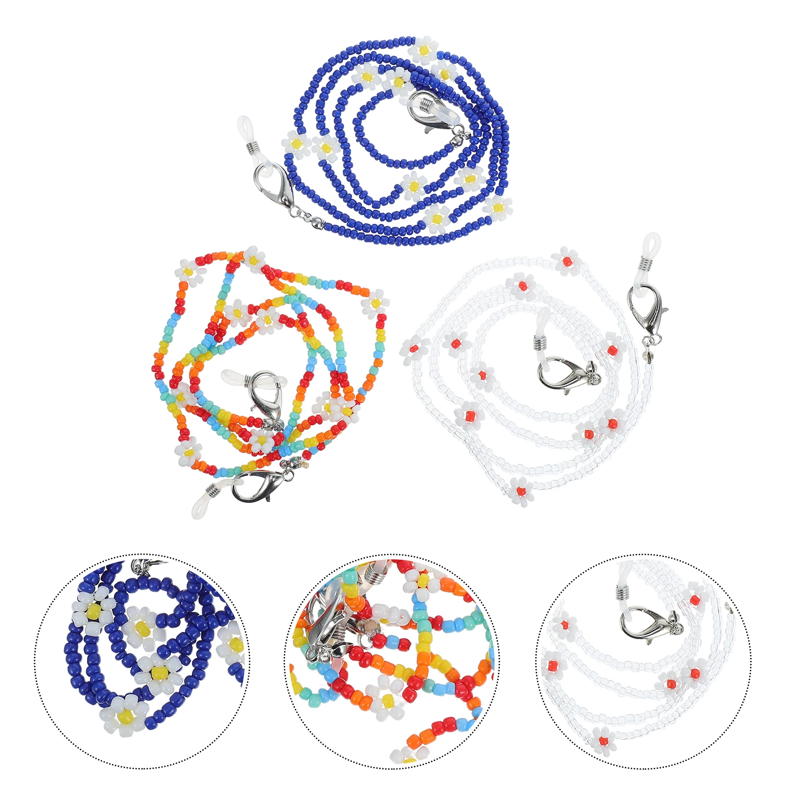 

3 Pcs Mask Fixer Floret Glasses Lanyards Sunglasses Hanging Neck Chains Straps Sports Running Hiking Cycling Anti
