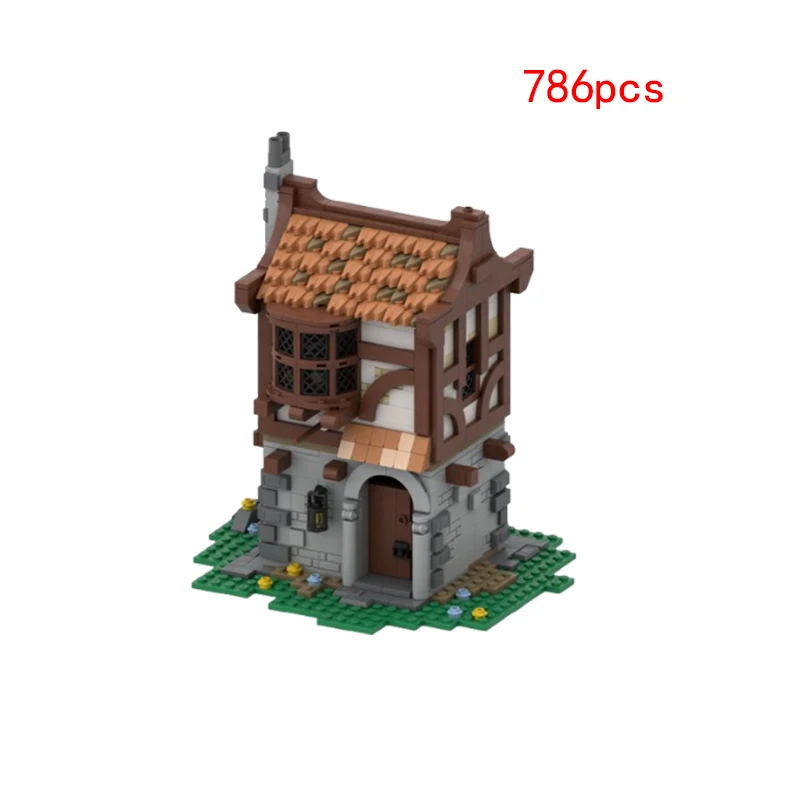 Spot MOC-121307 Small Medieval Residence Small Grain Assembling Building Blocks Building Model Toy