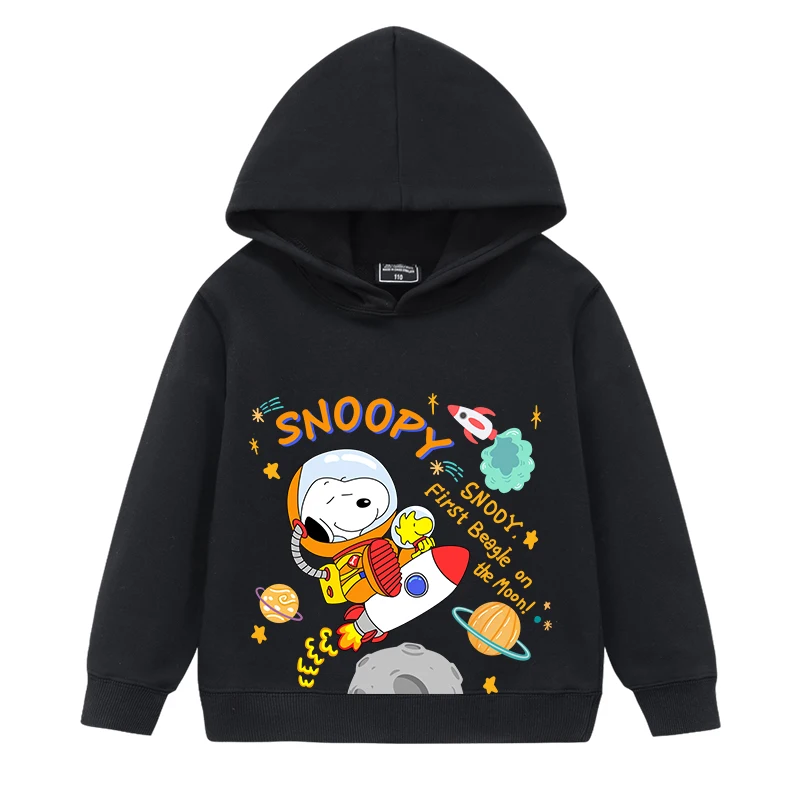 

Fall and Winter Snoopy Space Creative Fun Printed Kids Hooded Sweatshirt Boys Girls Outdoor Comfortable Soft Long Sleeve Top