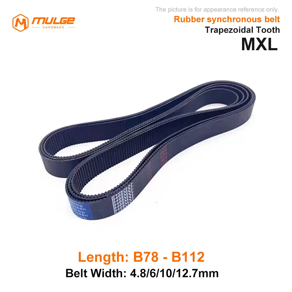 MXL Timing Belt Width 4.8/6/10/12.7mm Trapezoidal Tooth Closed Loop Rubber Synchronous Belt B78 To B112