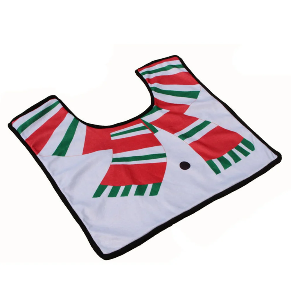 

Snowman Toilet Set Christmas Themed Soft Non Slip Bathroom Rug U Shaped Toilet Mat Seat Cover Tank Lid Cover Holder