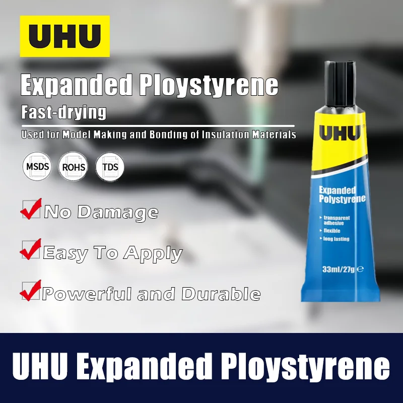 Adhesivo plástico de poliestireno expandido UHU para un fuerte unión de materiales plásticos Producto original