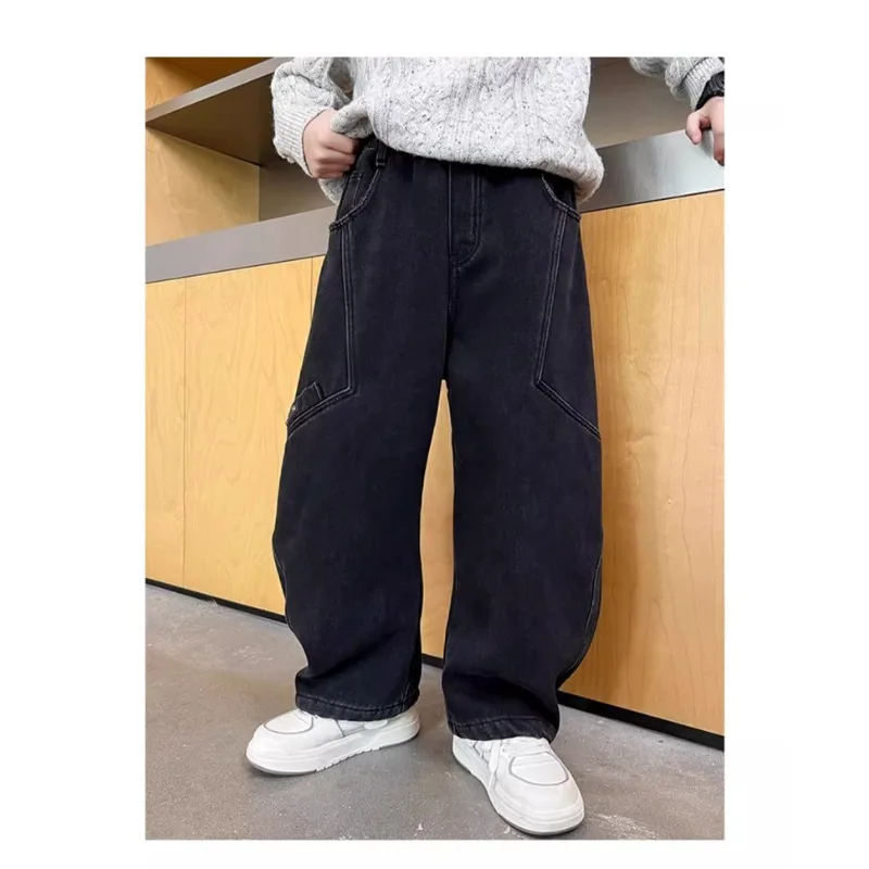 UNITIM Kinder-Jungenhosen Herbst 4-14 Jahre Kinder-Jungen-Jeanshosen Locker Sitzende Winter-Samt-Warme Jugendliche Jungen-Jeans – Detail 18