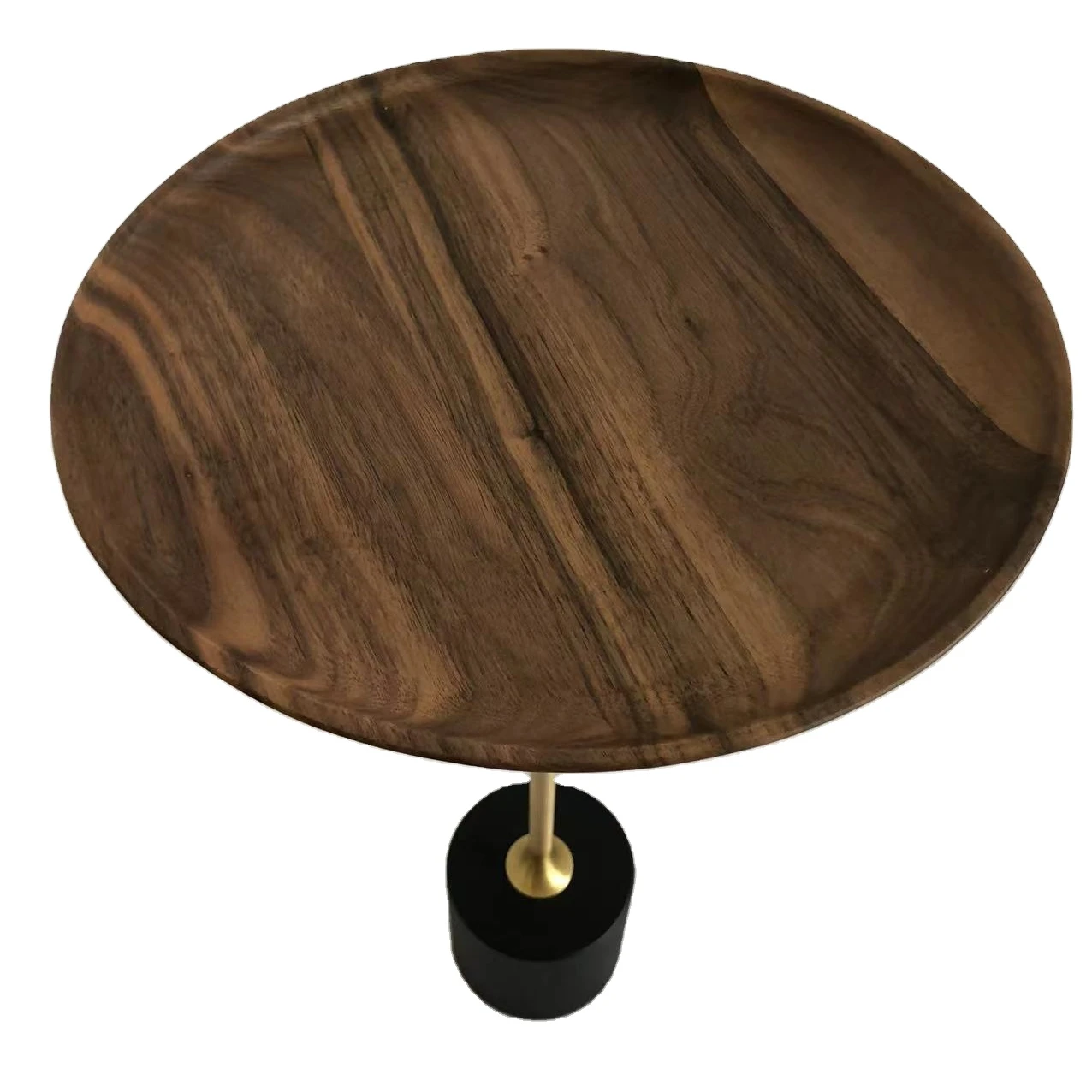 Top Selling Luxury Furniture Home And Office Decoration Coffee Tables Walnut Wood tray Copper Side Table