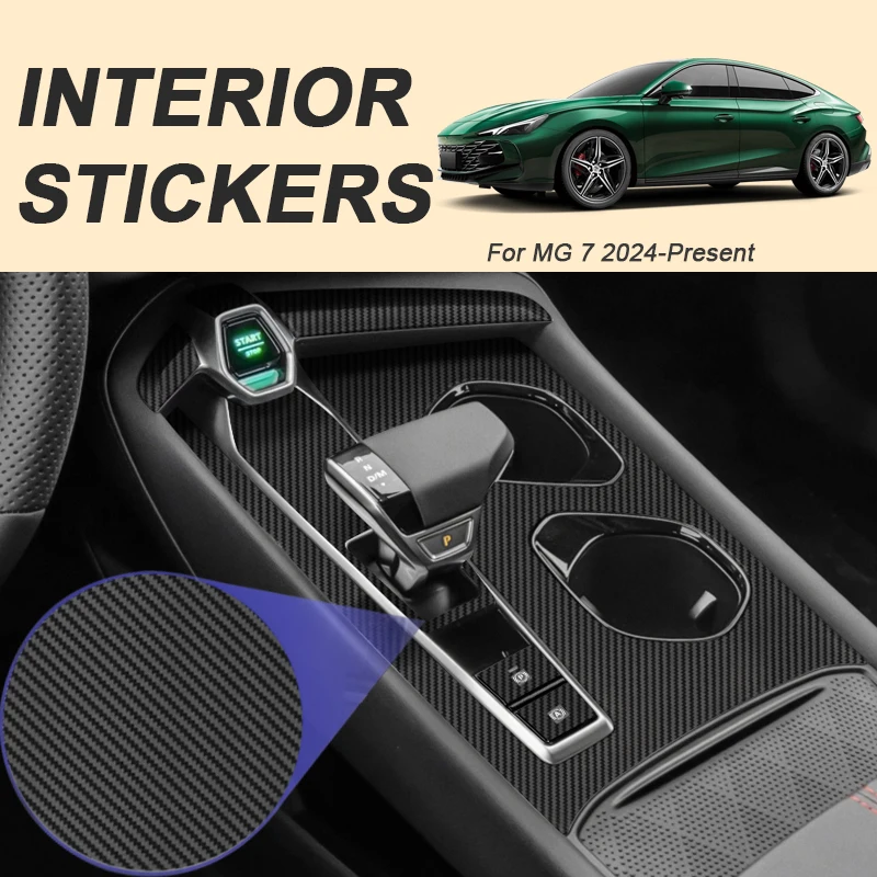 

Car Carbon Interior Sticker For MG 7 2024-Present LHD Auto Lifting Window Panel Decal Gear Inner Door Protective Film Accessory