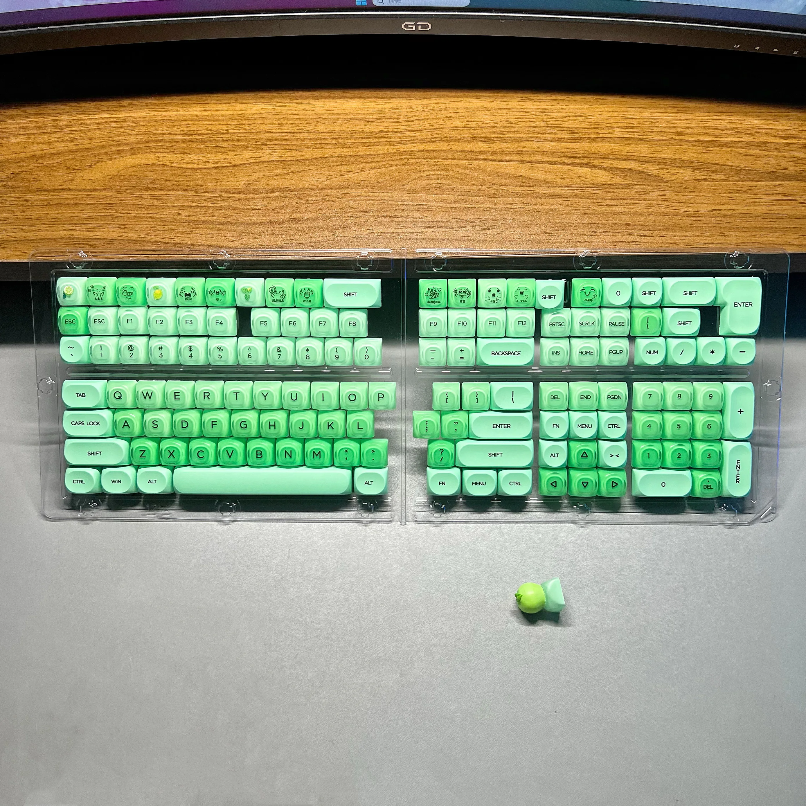 Teclado de 132 teclas verde limón, teclas de PC, perfil HOA, teclas PBT de doble disparo personalizadas para interruptores Cherry MX, Teclado mecánico